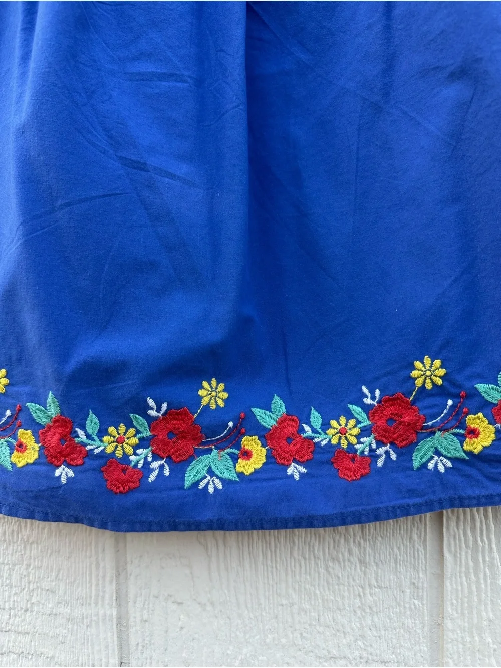 GAP Royal Blue Floral Embroidered Hem Dress